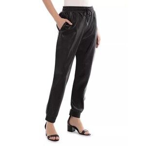 Bagatelle Collection Women’s High Rise Faux Leather Joggers Black Size XL NWOT